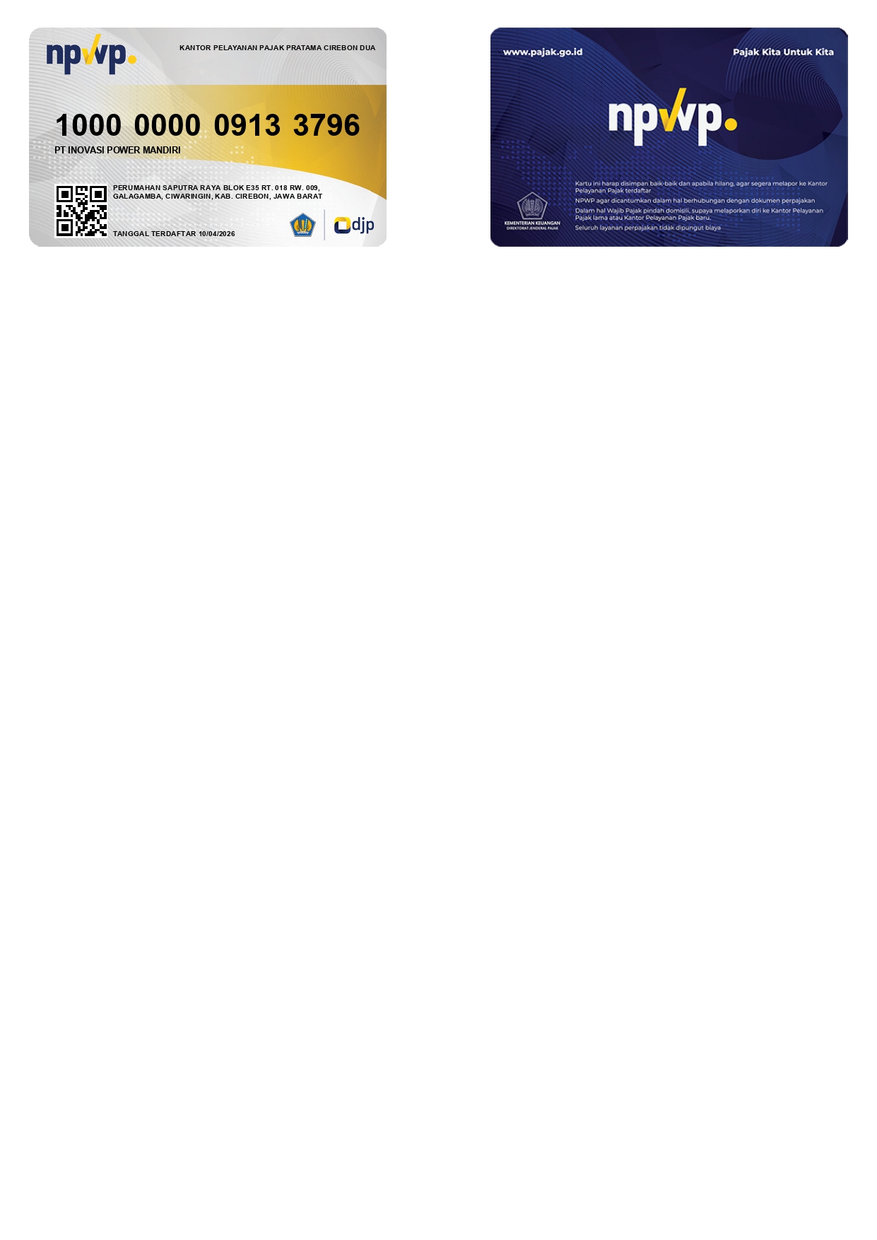 A 01 DOC001 TIN Card in V1 fo xsl DN2617758056549101881d77c page 0001 - PT Inovasi Power Mandiri